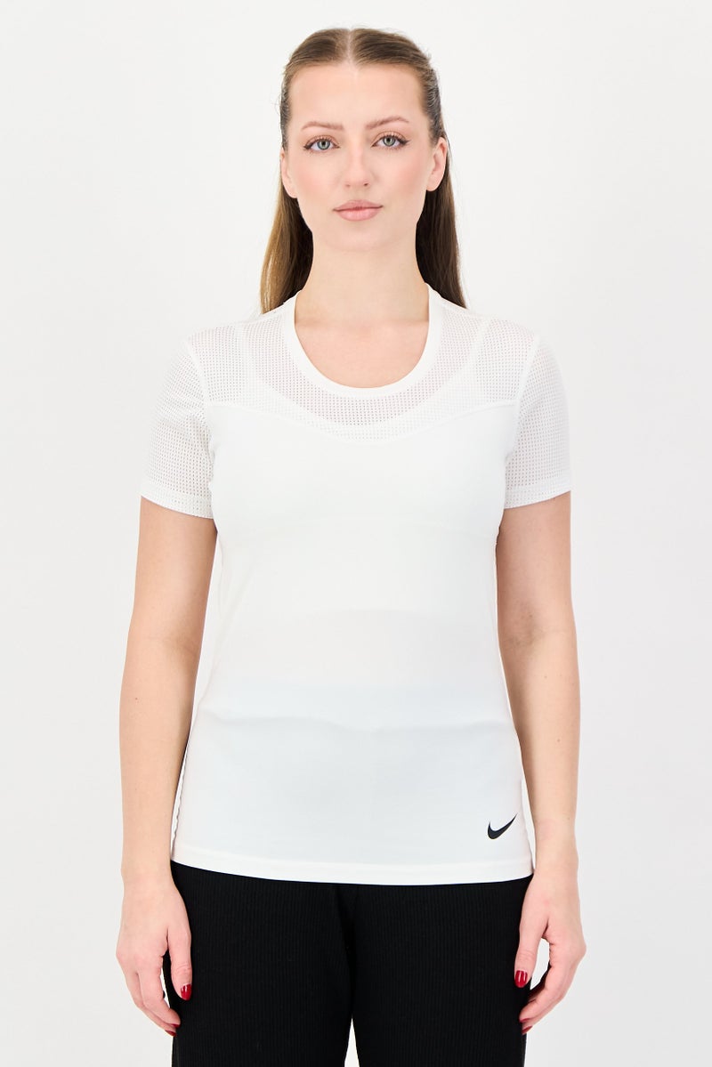 Nike Women Sportswear Fit Short Sleeve Training Top, White - Image 1